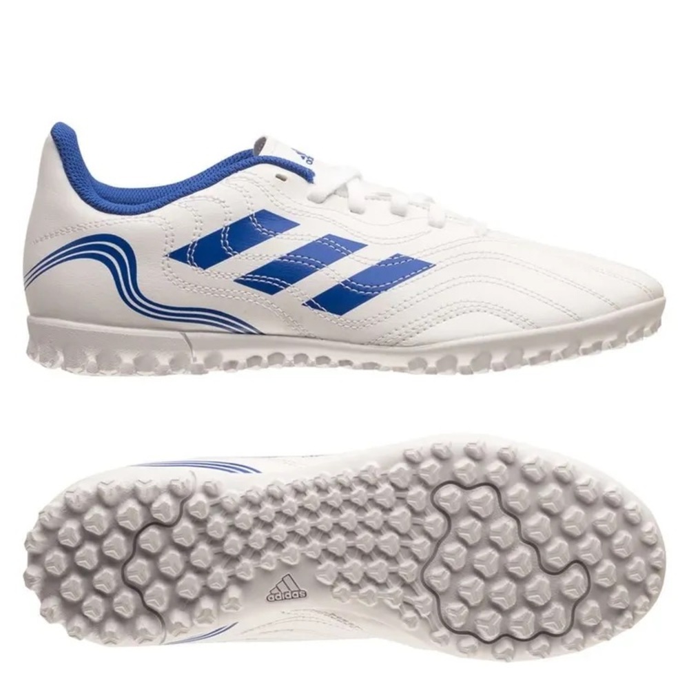 Adidas White and Blue Turf Shoes